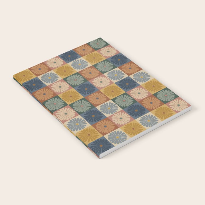 Retro Flowers Check Pattern IX Notebook Gallery Image 2