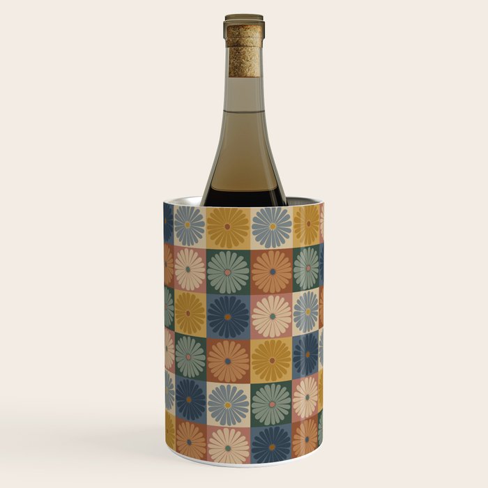 Retro Flowers Check Pattern IX Wine Chiller Gallery Image 3