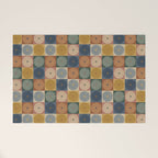 Retro Flowers Check Pattern IX Welcome Mat Gallery Image 1