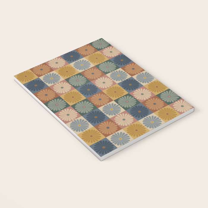 Retro Flowers Check Pattern IX Notebook Gallery Image 3