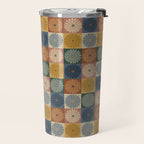 Retro Flowers Check Pattern IX Travel Mug Gallery Image 2