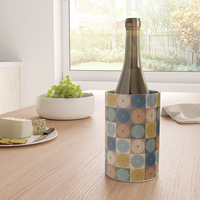Retro Flowers Check Pattern IX Wine Chiller Gallery Image 4