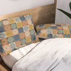 Retro Flowers Check Pattern IX Pillow Sham Gallery Image 2