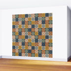 Retro Flowers Check Pattern IX Wall Mural Gallery Image 2