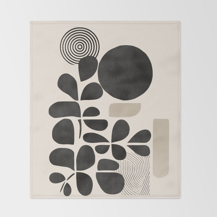 Modern Botanicals - Abstract Minimalist Shapes Throw Blanket Gallery Image 2