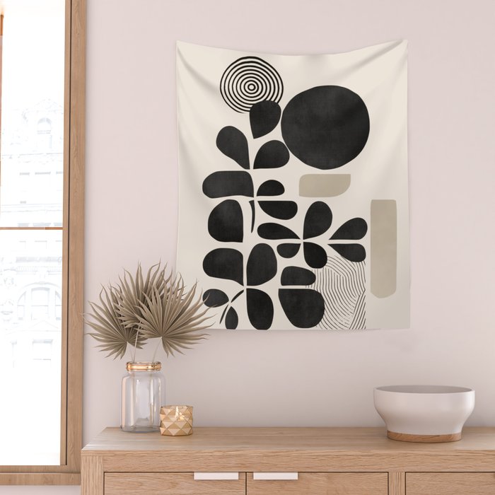 Modern Botanicals - Abstract Minimalist Shapes Wall Tapestry Gallery Image 2