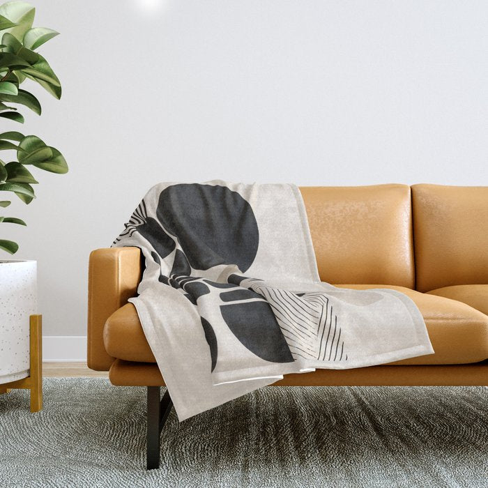Modern Botanicals - Abstract Minimalist Shapes Throw Blanket Gallery Image 1