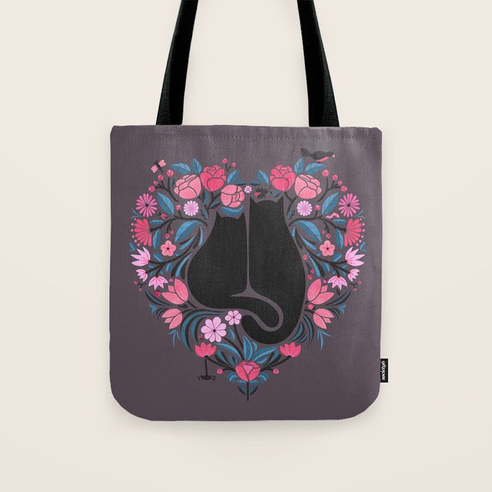 I Heart Cats and Flowers Tote Bag Gallery Image 1