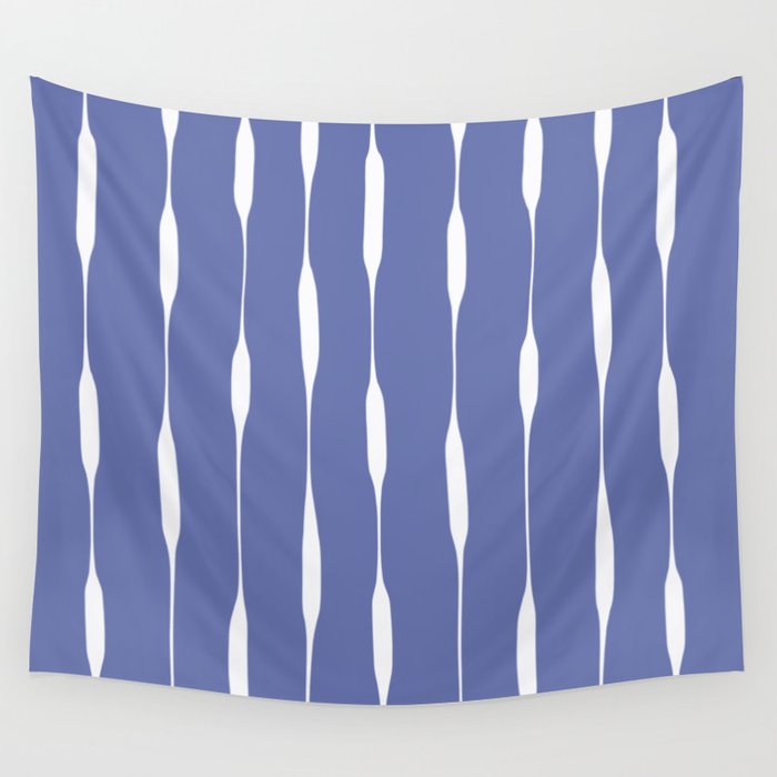 Periwinkle Blue Threaded Stripes Minimalist Modern Pattern Wall Tapestry Gallery Image 4