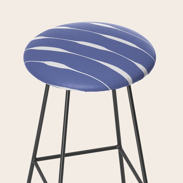 Periwinkle Blue Threaded Stripes Minimalist Modern Pattern Stool Gallery Image 2