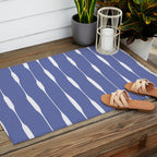 Periwinkle Blue Threaded Stripes Minimalist Modern Pattern Outdoor Rug Gallery Image 2