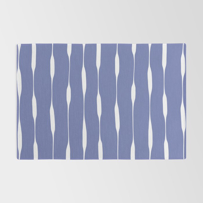 Periwinkle Blue Threaded Stripes Minimalist Modern Pattern Rug Gallery Image 2