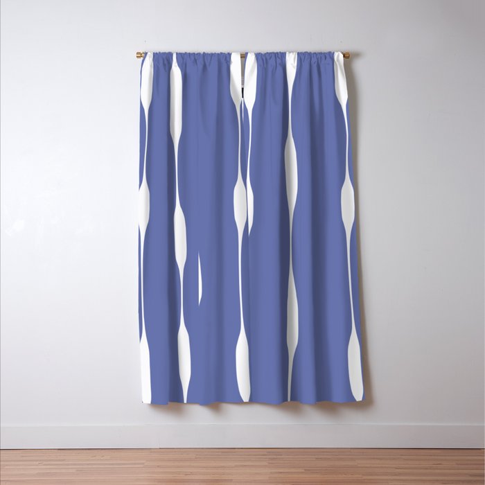 Periwinkle Blue Threaded Stripes Minimalist Modern Pattern Window Curtain Gallery Image 3