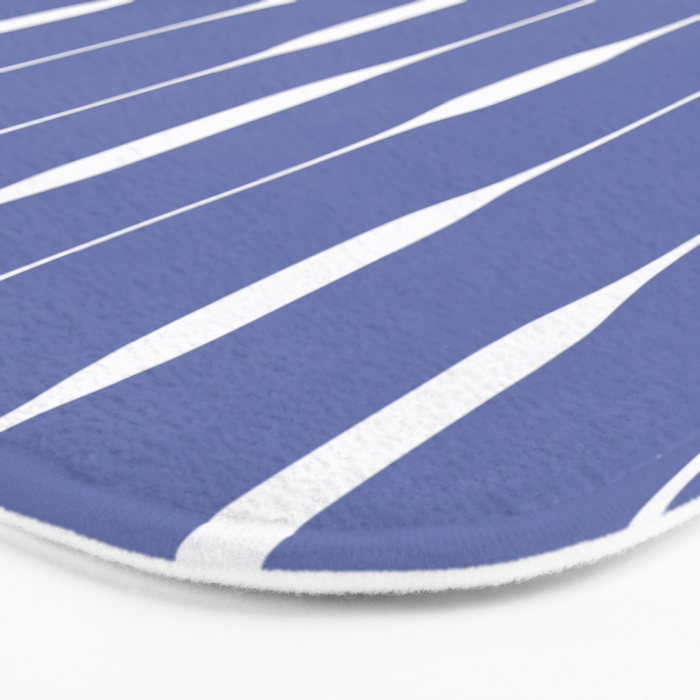 Periwinkle Blue Threaded Stripes Minimalist Modern Pattern Bath Mat Gallery Image 3
