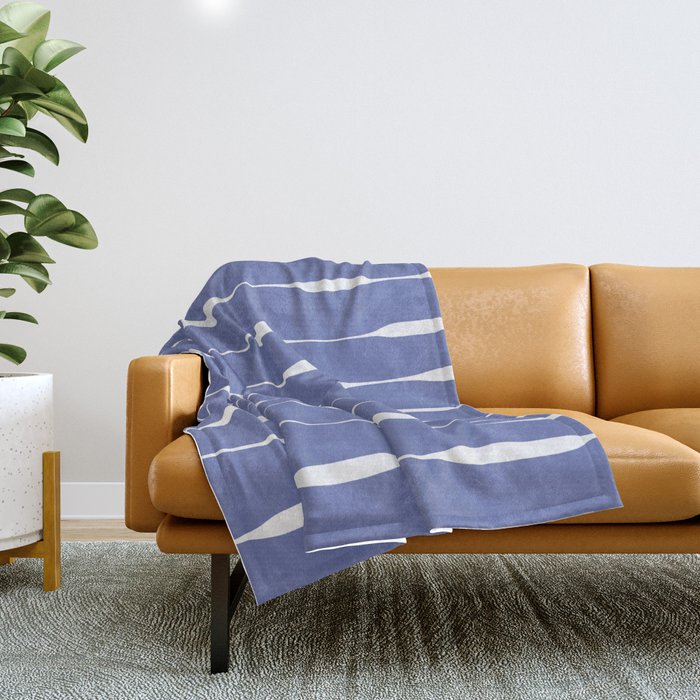 Periwinkle Blue Threaded Stripes Minimalist Modern Pattern Throw Blanket Gallery Image 1