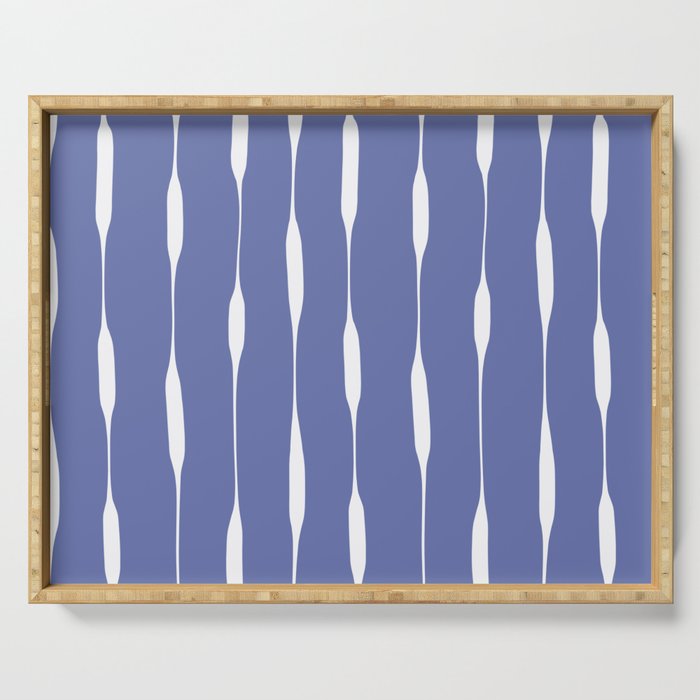Periwinkle Blue Threaded Stripes Minimalist Modern Pattern Serving Tray Gallery Image 1