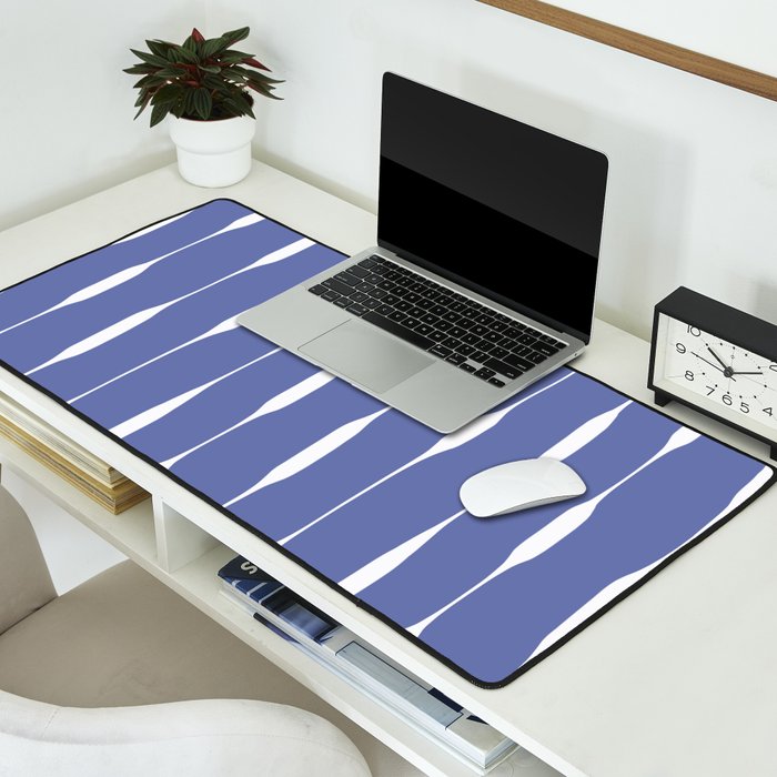 Periwinkle Blue Threaded Stripes Minimalist Modern Pattern Desk Mat Gallery Image 2