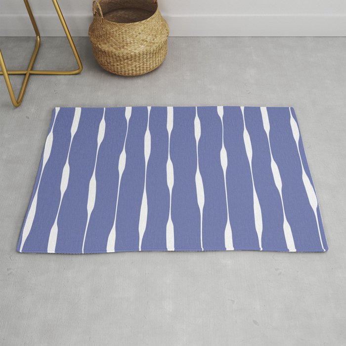 Periwinkle Blue Threaded Stripes Minimalist Modern Pattern Rug Gallery Image 1