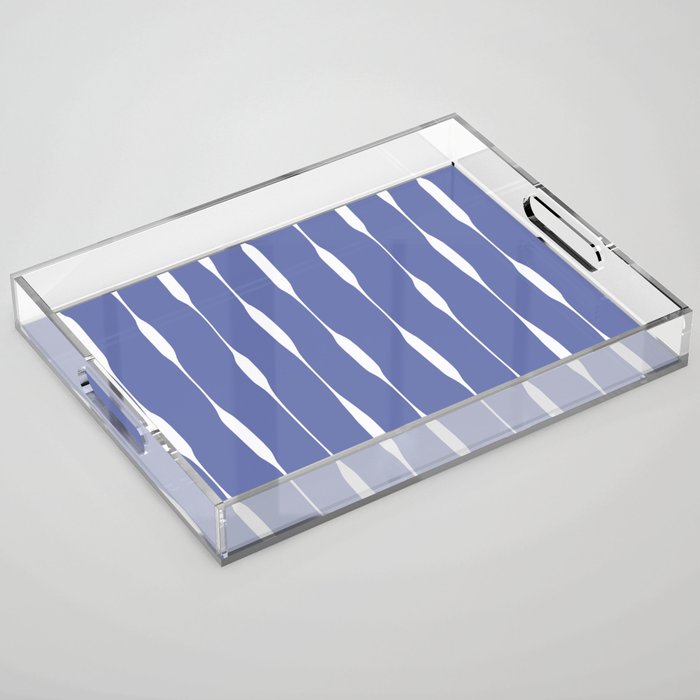 Periwinkle Blue Threaded Stripes Minimalist Modern Pattern Acrylic Tray Gallery Image 1
