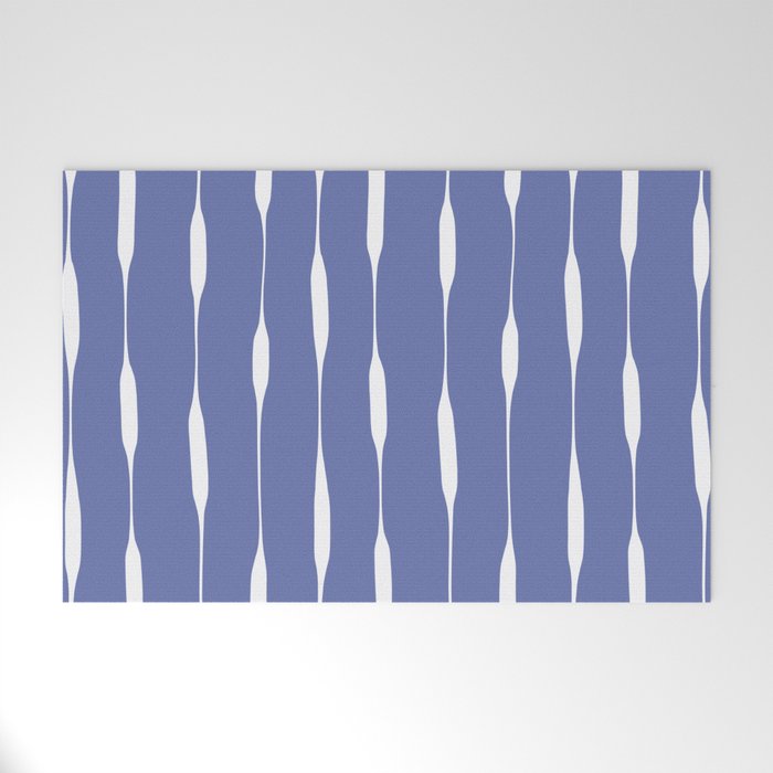 Periwinkle Blue Threaded Stripes Minimalist Modern Pattern Welcome Mat Gallery Image 1