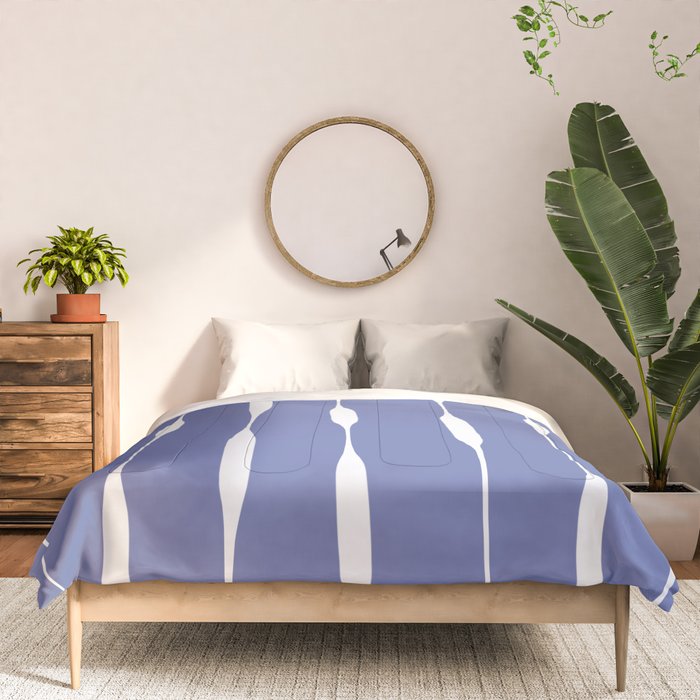Periwinkle Blue Threaded Stripes Minimalist Modern Pattern Comforter Gallery Image 3