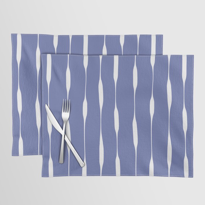 Periwinkle Blue Threaded Stripes Minimalist Modern Pattern Placemat Gallery Image 1