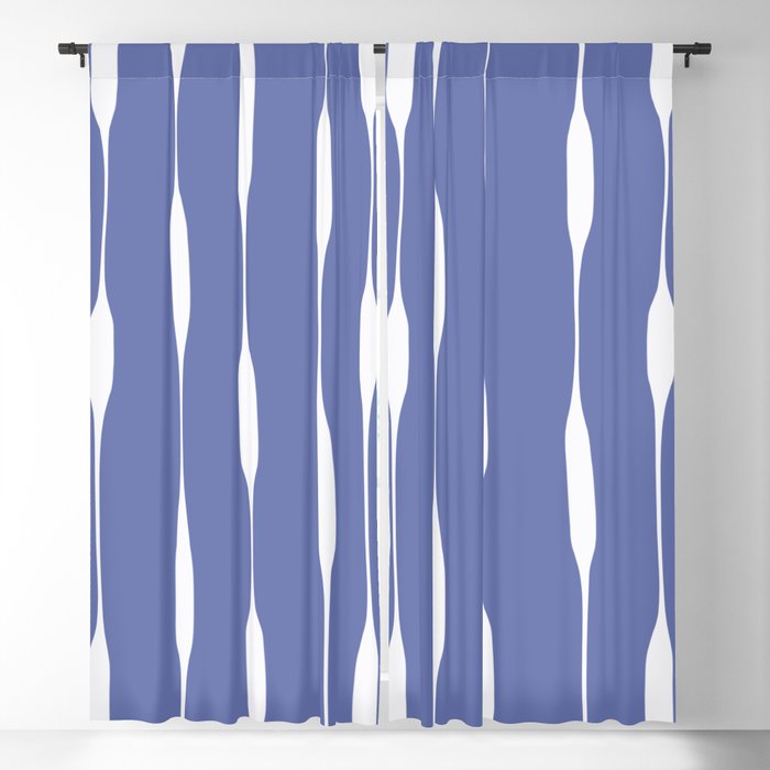Periwinkle Blue Threaded Stripes Minimalist Modern Pattern Window Curtain Gallery Image 5