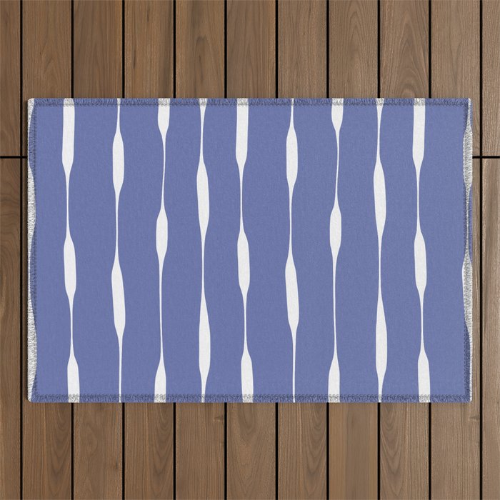 Periwinkle Blue Threaded Stripes Minimalist Modern Pattern Outdoor Rug Gallery Image 1