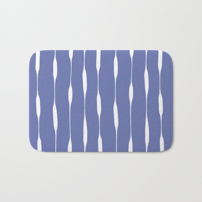Periwinkle Blue Threaded Stripes Minimalist Modern Pattern Bath Mat Gallery Image 1