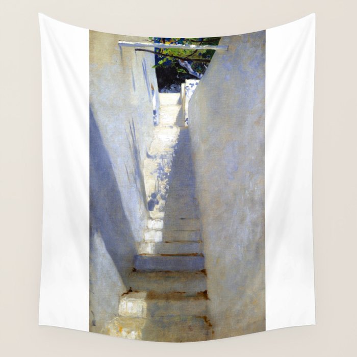 John Singer Sargent Staircase in Capri Wall Tapestry Gallery Image 1