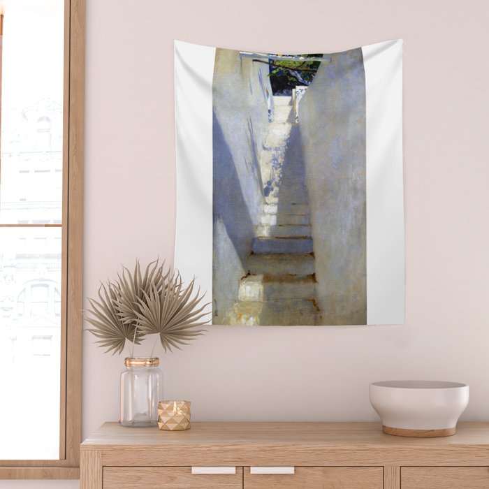 John Singer Sargent Staircase in Capri Wall Tapestry Gallery Image 2