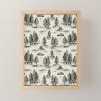 Black Alien Abduction Toile De Jouy Pattern Mini Art Print Gallery Image 1