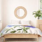 Alen's Hummingbird and Blue Flowers, floral bird design birds, watercolor floral bird art Duvet Cover Gallery Image 3