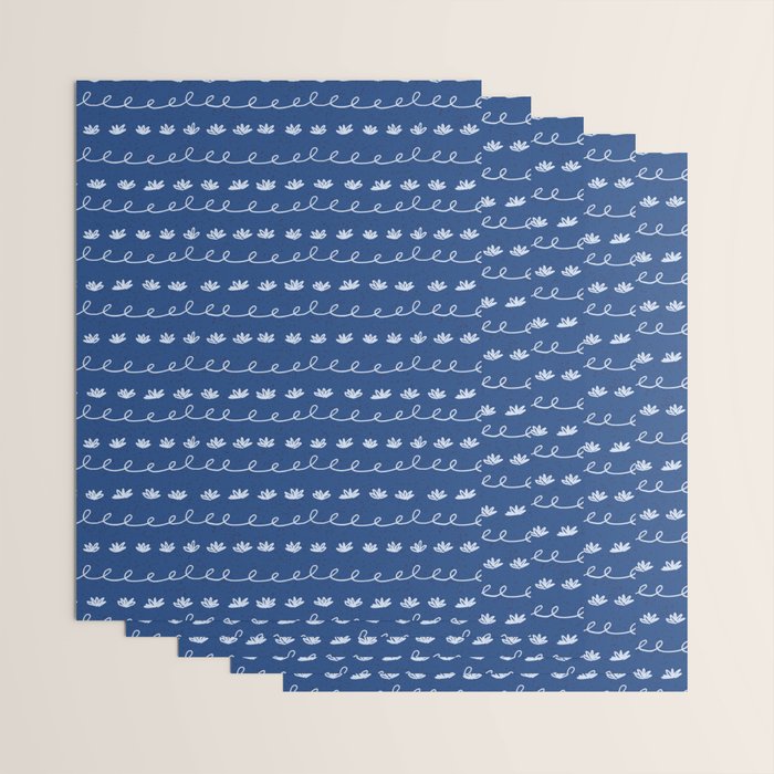Abstract Cookie Pattern Doodle in Navy & Sky Blue Wrapping Paper Gallery Image 3