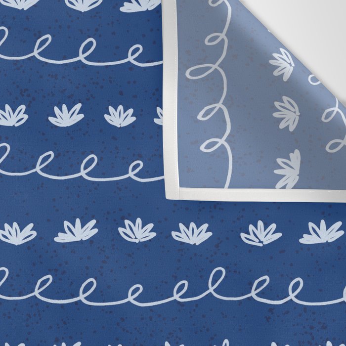 Abstract Cookie Pattern Doodle in Navy & Sky Blue Wall Tapestry Gallery Image 3