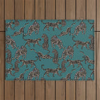 Elegant black leopards  Outdoor Rug Gallery Image 1