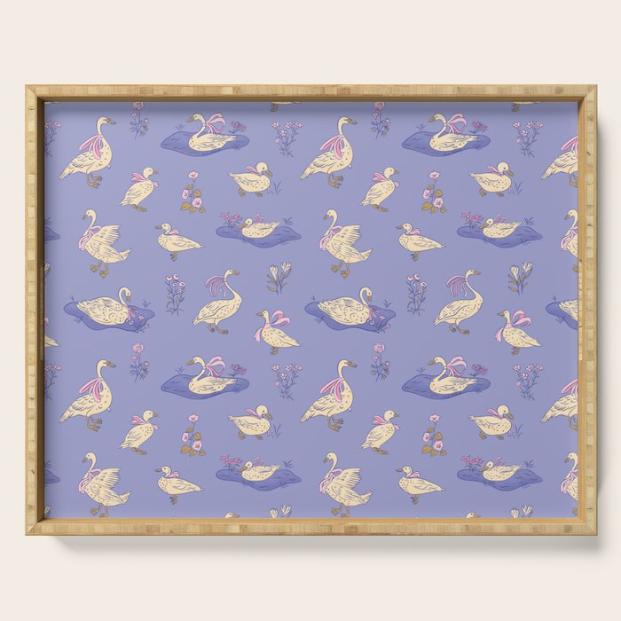 Swans With Bows - Ducks And Flowers Serving Tray Gallery Image 1