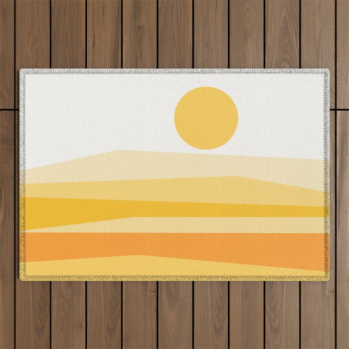 Abstract Landscape 09 Yellow Outdoor Rug Gallery Image 1