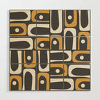 Mid Century Modern Piquet Retro Abstract Multi Pattern in Charcoal Gray, Muted Mustard Gold, and Cream Wood Wall Art Gallery Image 1