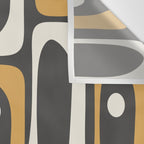 Mid Century Modern Piquet Retro Abstract Multi Pattern in Charcoal Gray, Muted Mustard Gold, and Cream Wall Tapestry Gallery Image 3