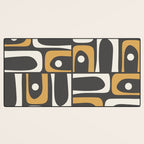 Mid Century Modern Piquet Retro Abstract Multi Pattern in Charcoal Gray, Muted Mustard Gold, and Cream Desk Mat Gallery Image 3
