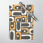 Mid Century Modern Piquet Retro Abstract Multi Pattern in Charcoal Gray, Muted Mustard Gold, and Cream Wrapping Paper Gallery Image 1