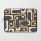 Mid Century Modern Piquet Retro Abstract Multi Pattern in Charcoal Gray, Muted Mustard Gold, and Cream Laptop Sleeve Gallery Image 1