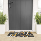 Mid Century Modern Piquet Retro Abstract Multi Pattern in Charcoal Gray, Muted Mustard Gold, and Cream Welcome Mat Gallery Image 3