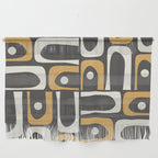 Mid Century Modern Piquet Retro Abstract Multi Pattern in Charcoal Gray, Muted Mustard Gold, and Cream Wall Hanging Gallery Image 1