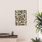 Mid Century Modern Piquet Retro Abstract Multi Pattern in Charcoal Gray, Muted Mustard Gold, and Cream Poster Gallery Image 2