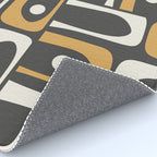 Mid Century Modern Piquet Retro Abstract Multi Pattern in Charcoal Gray, Muted Mustard Gold, and Cream Rug Gallery Image 4