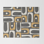 Mid Century Modern Piquet Retro Abstract Multi Pattern in Charcoal Gray, Muted Mustard Gold, and Cream Throw Blanket Gallery Image 2