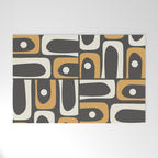Mid Century Modern Piquet Retro Abstract Multi Pattern in Charcoal Gray, Muted Mustard Gold, and Cream Welcome Mat Gallery Image 1