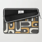 Mid Century Modern Piquet Retro Abstract Multi Pattern in Charcoal Gray, Muted Mustard Gold, and Cream Laptop Sleeve Gallery Image 2